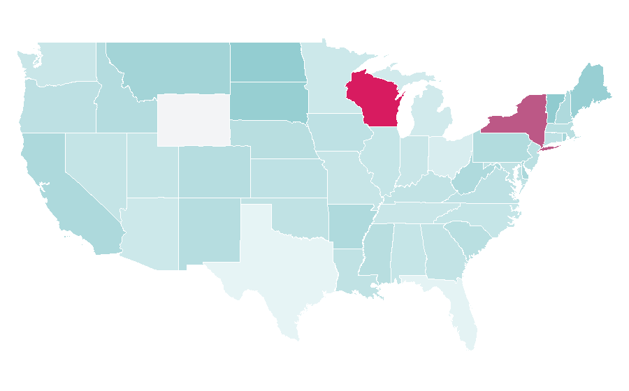 Afinidad por región — New media, Estados Unidos