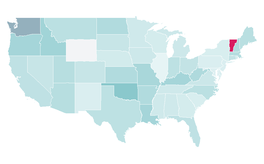 Affinity by region — New Worlds (magazine), United States