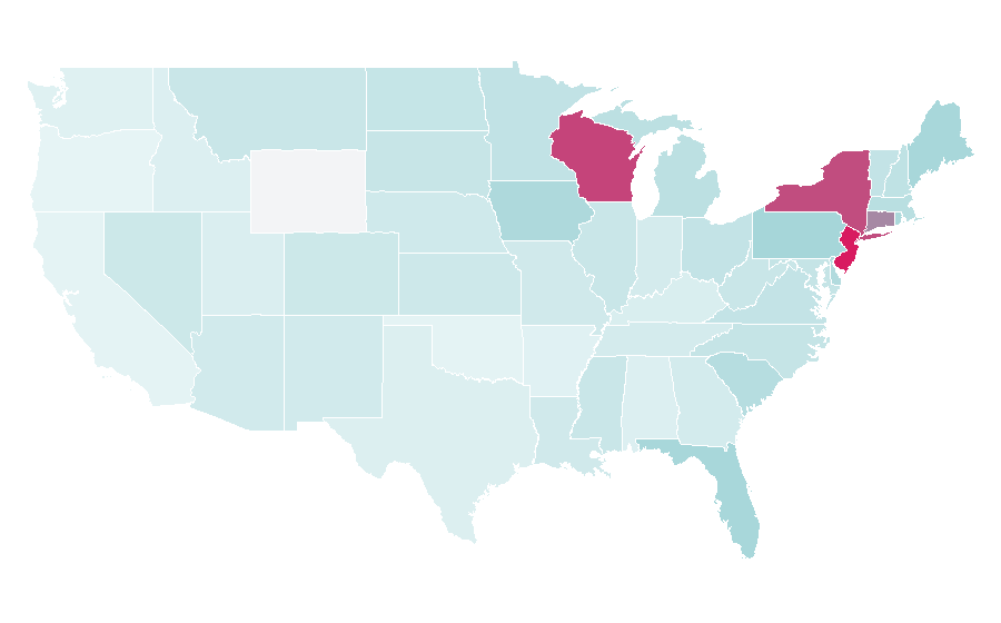 Affinité par région — New York Jets, États-Unis