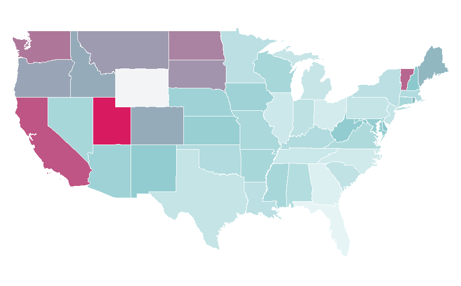 Affinity by region — Night photography, United States