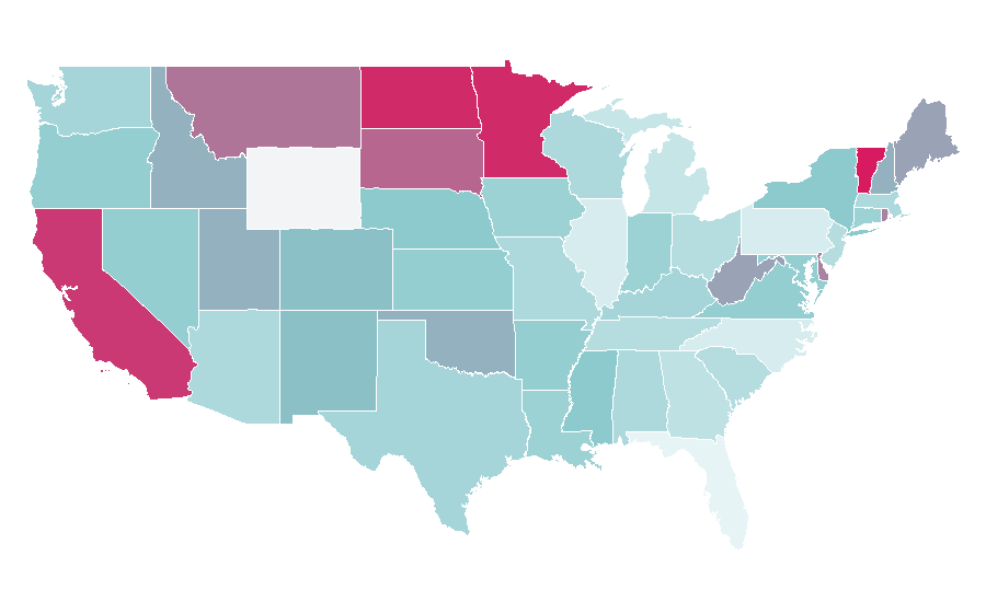 Affinität nach Region — Nightwear, USA