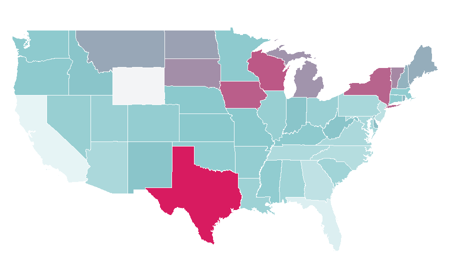 Affinity by region — Nine-pin bowling, United States