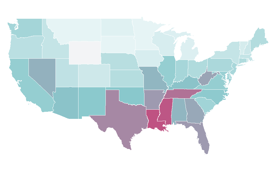 Affinity by region — Nissan Versa, United States