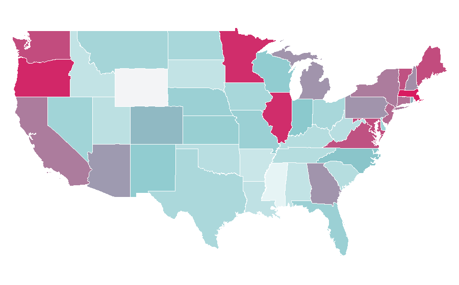 Affinity by region — Nobel Peace Prize, United States