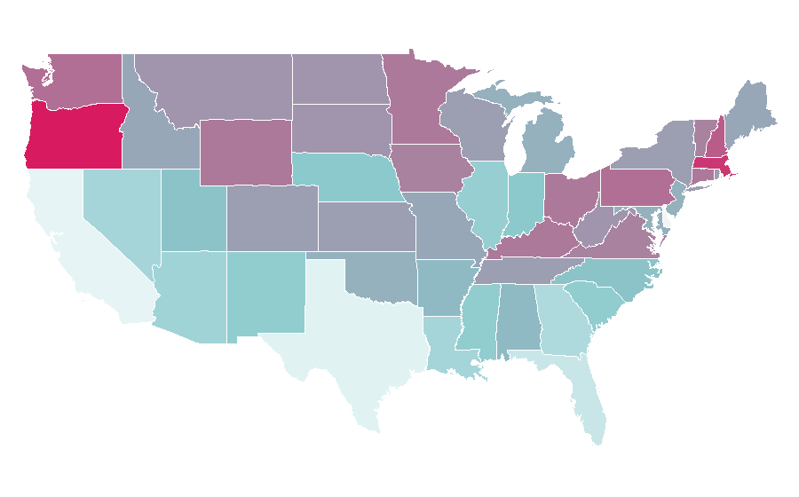 Affinity by region — Non-celiac gluten sensitivity, United States