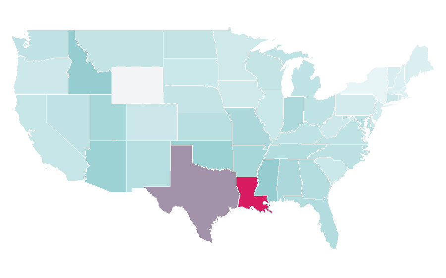 Affinity by region — Nondenominational Christianity, United States