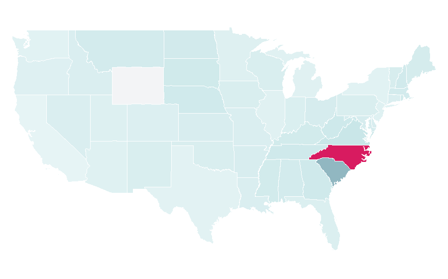 Affinity by region — North Carolina Tar Heels, United States