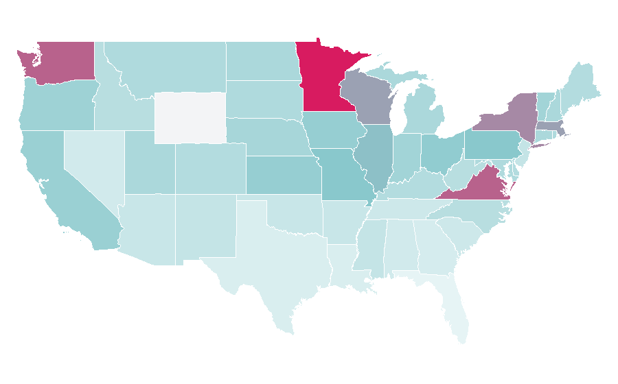 Affinity by region — North Rhine-Westphalia, United States