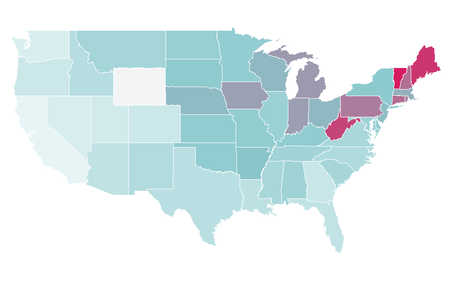 Affinité par région — Northeastern United States, États-Unis