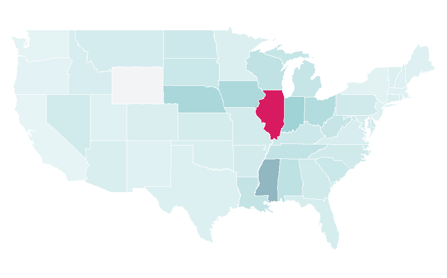 Affinity by region — Northern Illinois Huskies football, United States