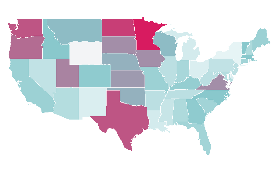 Affinity by region — Norwegian language, United States