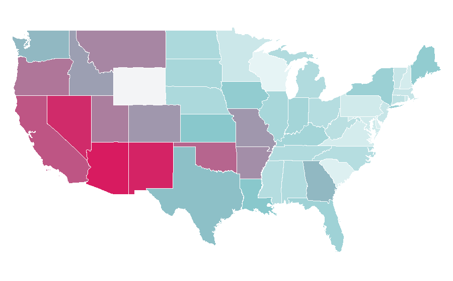 Affinity by region — Numerology, United States