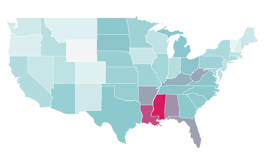 Affinity by region — Nurse anesthetist, United States