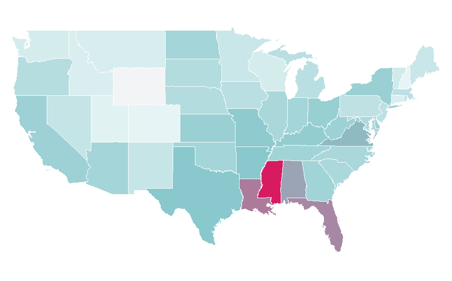 Affinité par région — Nurse practitioner, États-Unis