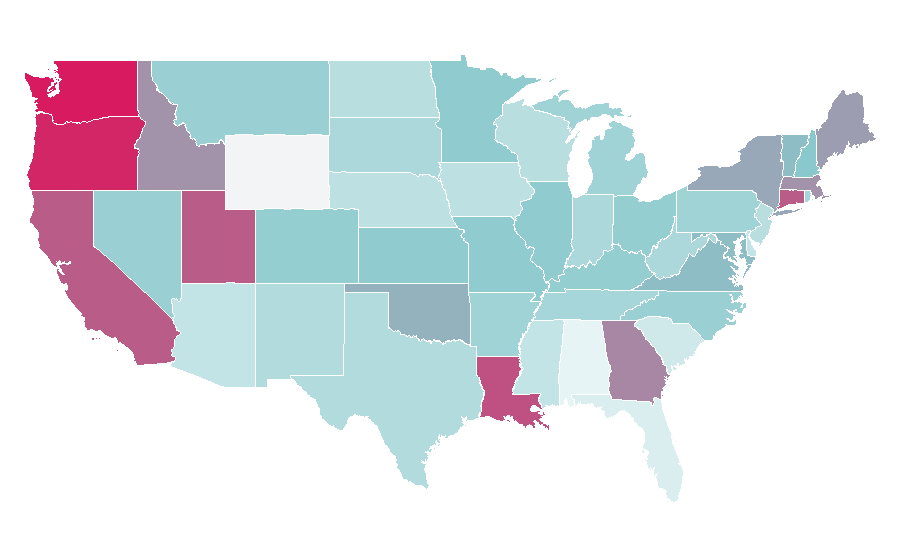 Affinität nach Region — Occult, USA