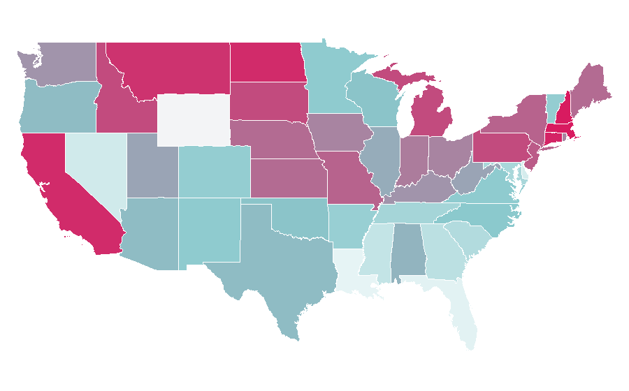 Affinity by region — Of Mice and Men, United States
