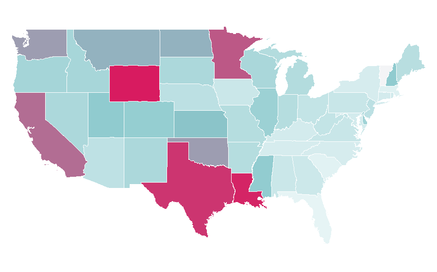 Affinity by region — Oil refinery, United States