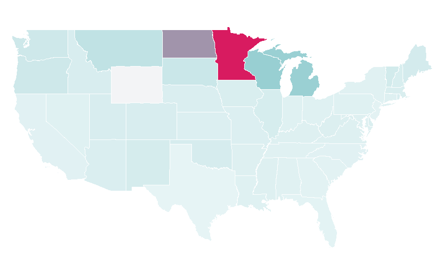 Affinity by region — Ojibwe language, United States