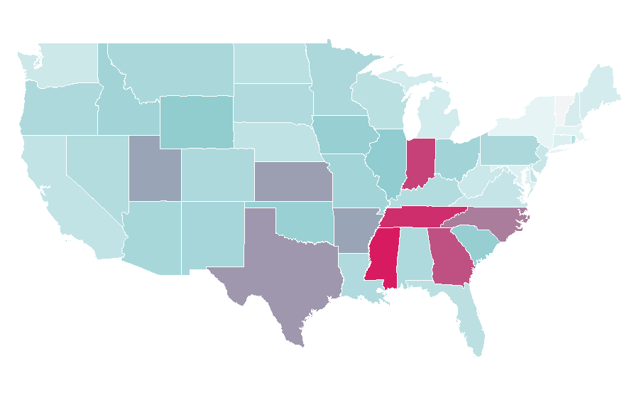 Affinity by region — Old Dominion Freight Line, United States