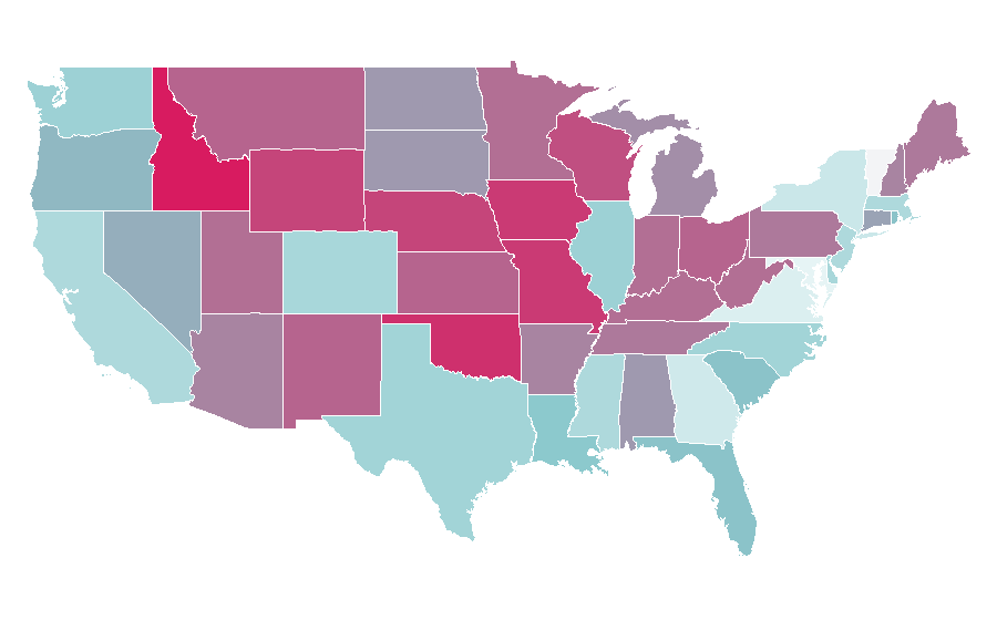 Affinity by region — Olivia Newton-John, United States