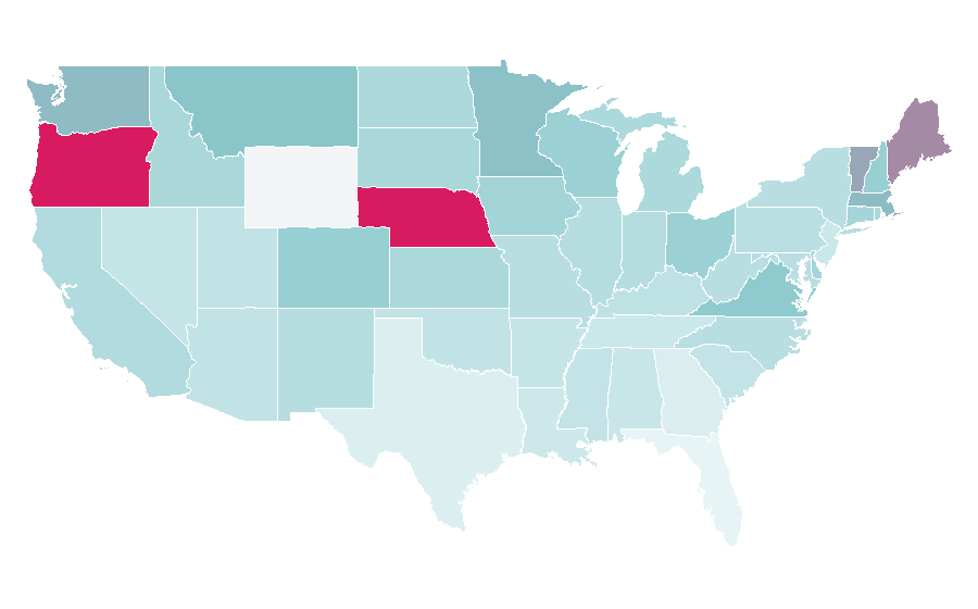 Affinity by region — Omaha hold 'em, United States