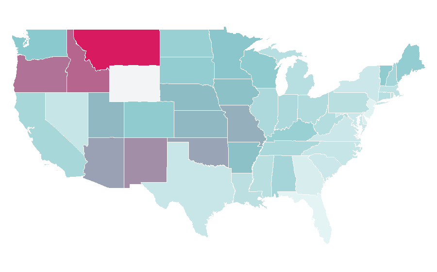 Affinity by region — Once Upon a Time in the West, United States