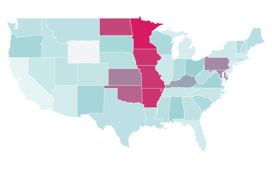 Affinity by region — Online bingo, United States