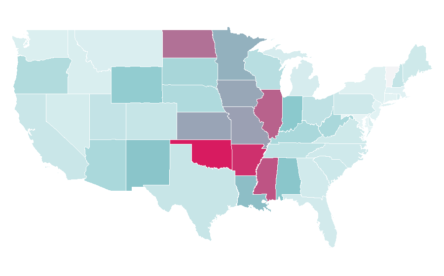 Affinity by region — Online casino, United States