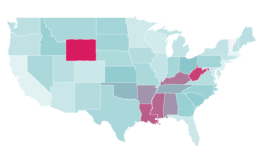 Affinity by region — Online degree, United States