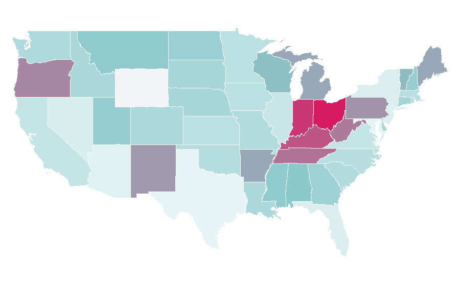 Affinity by region — Online music store, United States