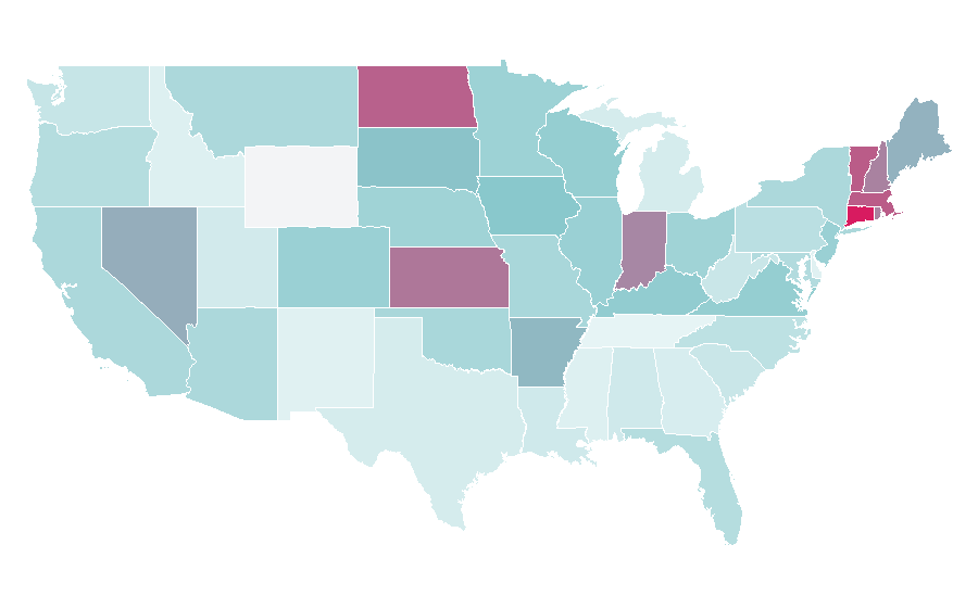 Affinité par région — Online poker, États-Unis