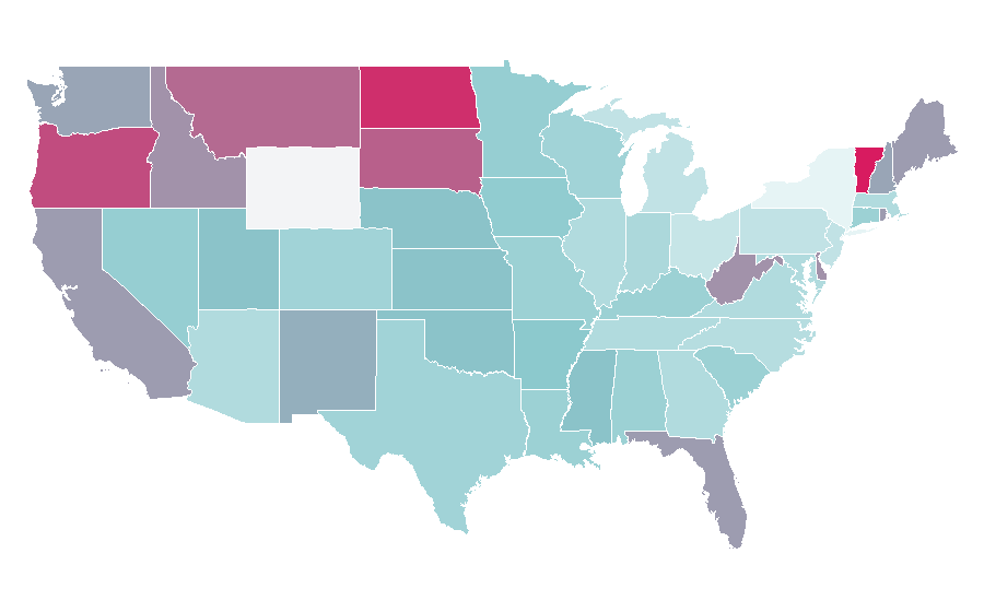 Affinity by region — Orchidaceae, United States