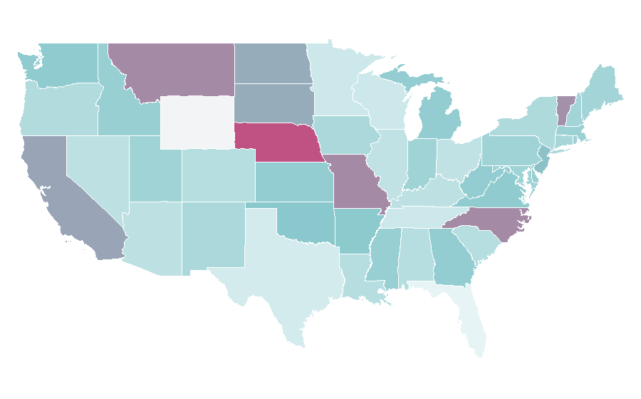 Affinity by region — Ovo vegetarianism, United States