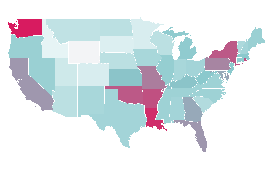 Affinity by region — Oz (TV series), United States