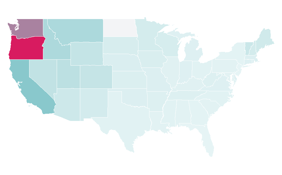 Affinity by region — Pacific Crest Trail, United States