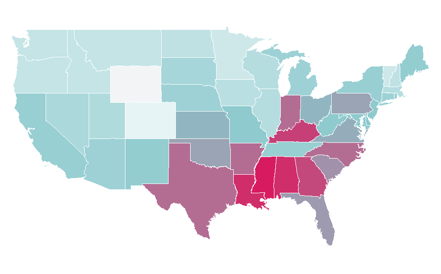 Affinity by region — Pain, United States