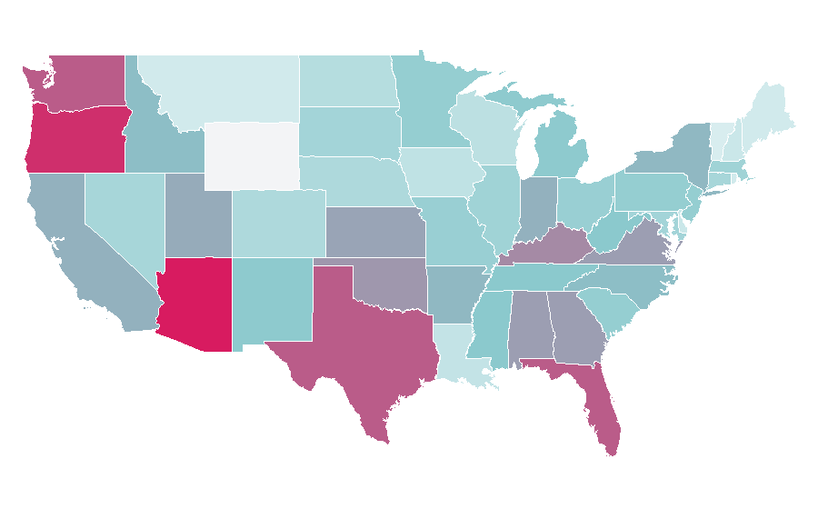 Affinität nach Region — Paint, USA