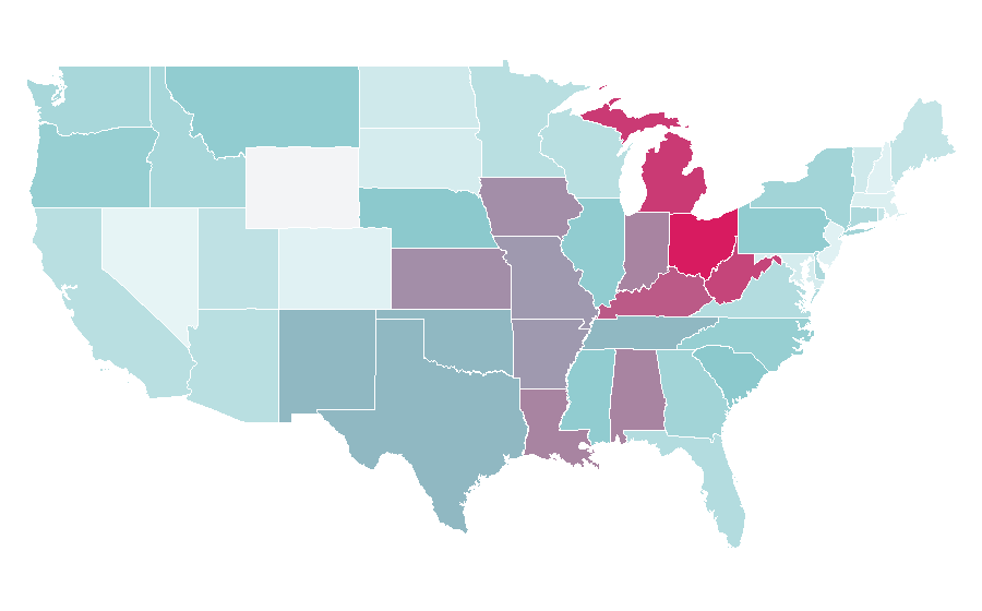 Affinity by region — Paint roller, United States