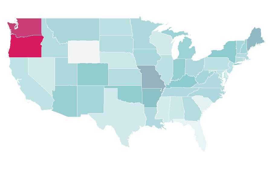 Affinity by region — Palmistry, United States