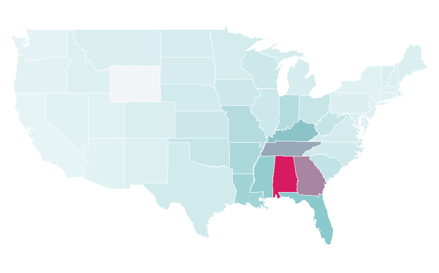Affinity by region — Panama City Beach, Florida, United States