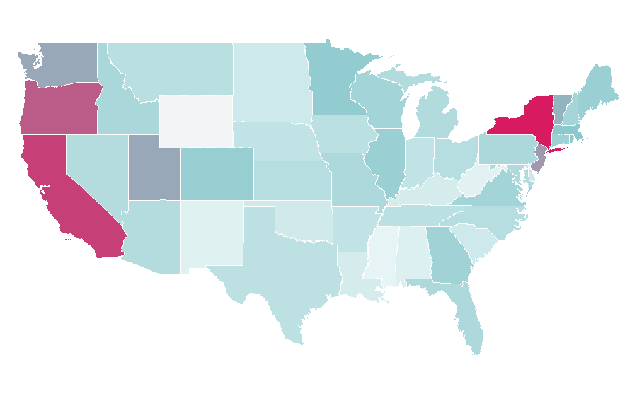 Affinity by region — Pantone, United States