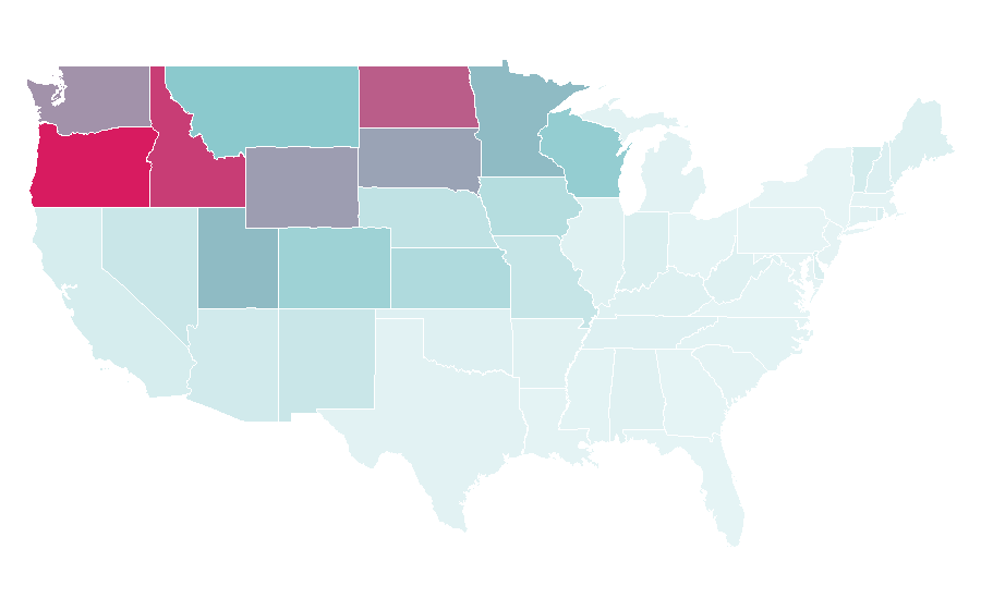 Affinity by region — Papa Murphy's, United States