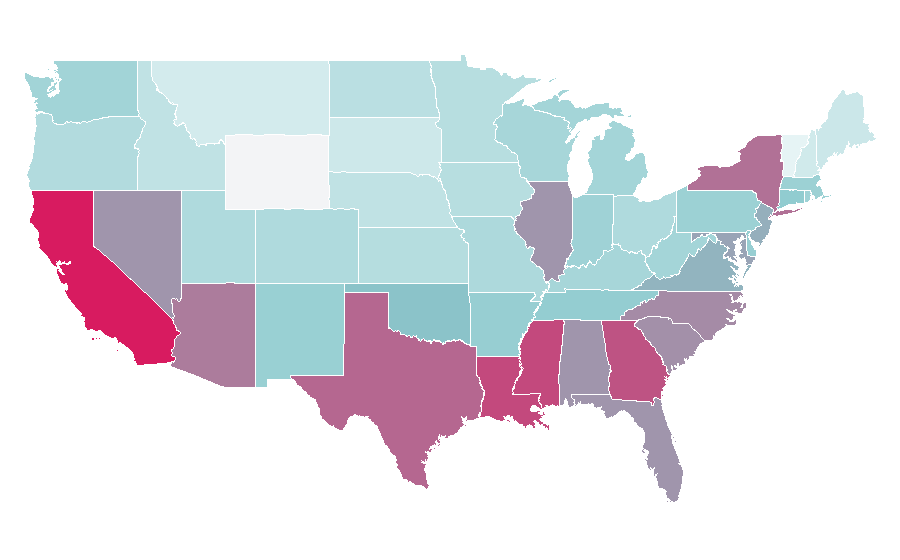 Affinity by region — Paralegal, United States