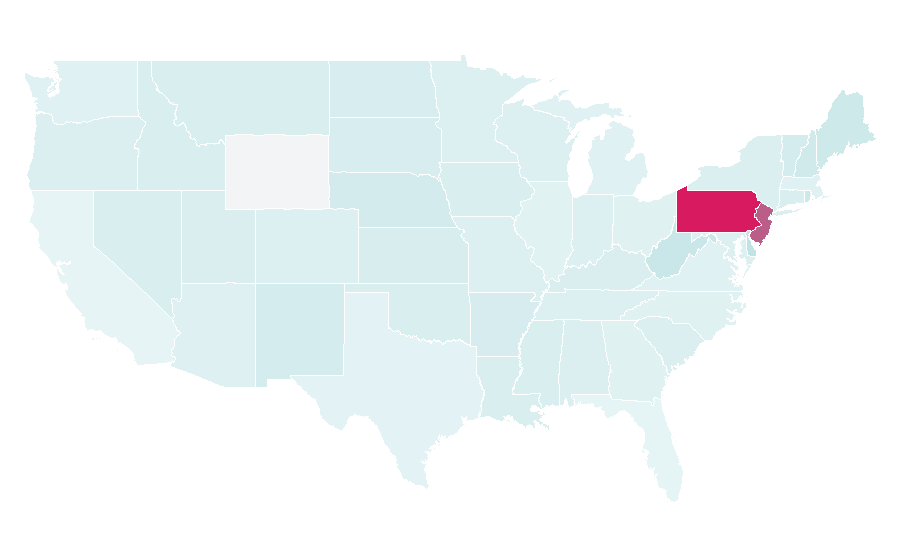 Affinity by region — Parx Casino and Racing, United States