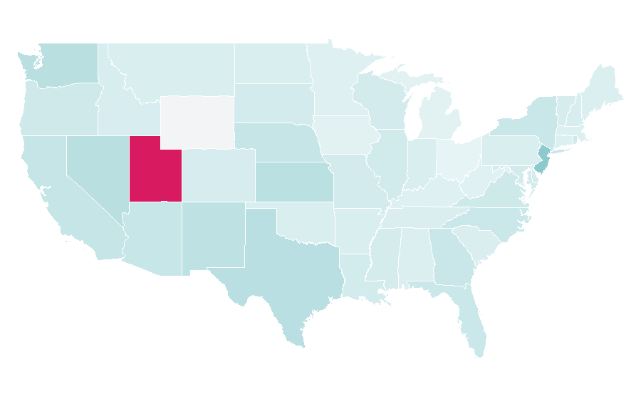 Affinity by region — Pastry chef, United States
