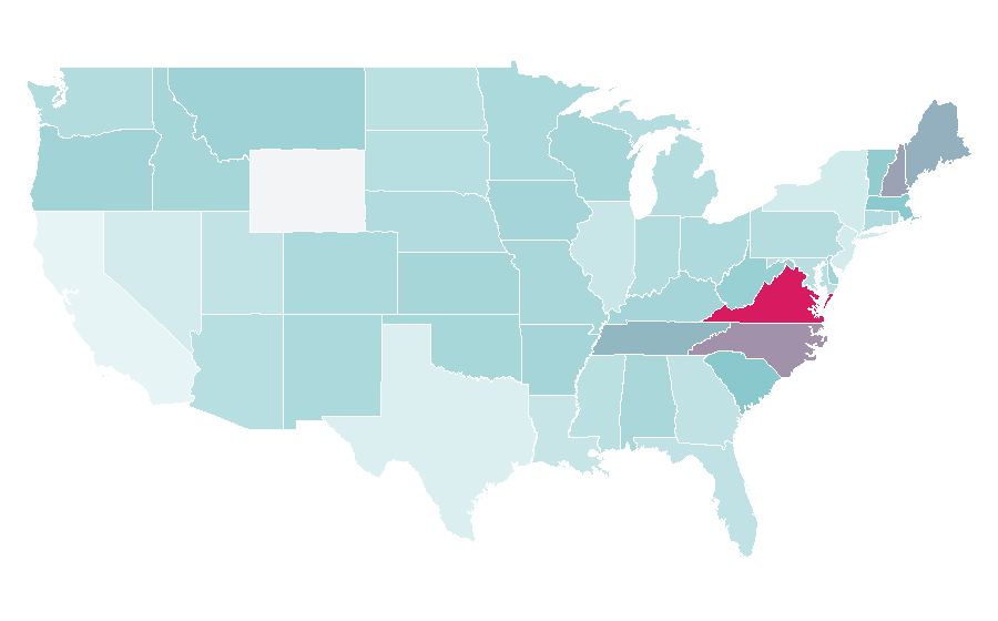 Affinity by region — Patricia Cornwell, United States