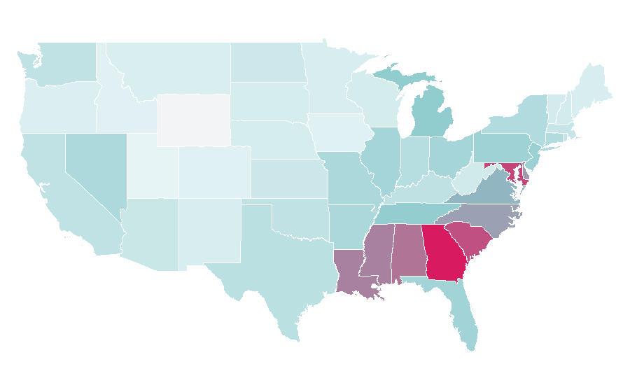 Affinity by region — Peabo Bryson, United States