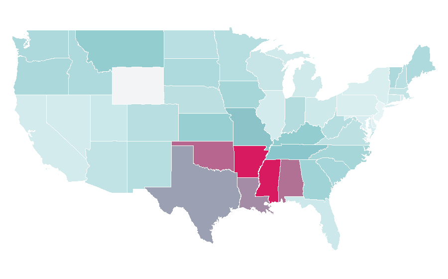 Affinity by region — Pecan pie, United States