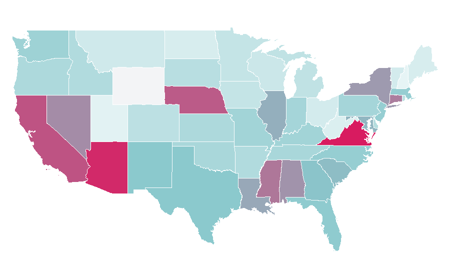 Afinidad por región — Pedestrian, Estados Unidos