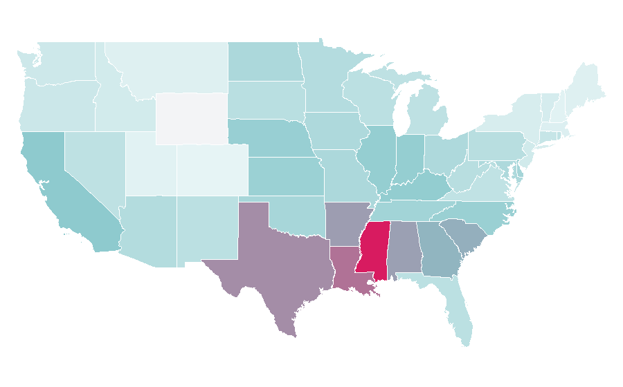 Affinity by region — Pediatric nursing, United States